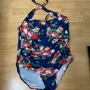 Floral halter one piece